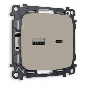 Розетка 2хUSB type A и C без рамки Ambrella Volt Quant MO371010