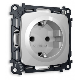 Розетка с заземлением и со шторкой, без рамки Ambrella Volt Quant MO407010