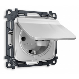 Розетка влагозащищенная с заземлением и со шторкой, без рамки с крышкой Ambrella Volt Quant MO408010