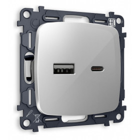 Розетка 2хUSB type A и C без рамки Ambrella Volt Quant MO411010