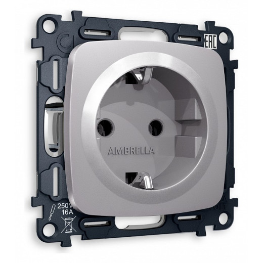 Розетка с заземлением, без рамки Ambrella Volt Quant MO506010