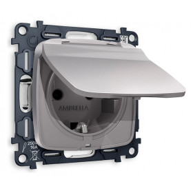Розетка влагозащищенная с заземлением и со шторкой, без рамки с крышкой Ambrella Volt Quant MO508010