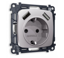 Розетка с заземлением и 2хUSB type A, без рамки Ambrella Volt Quant MO509010