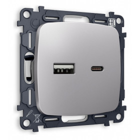 Розетка 2хUSB type A и C без рамки Ambrella Volt Quant MO511010