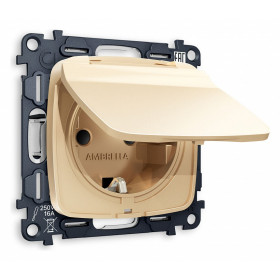 Розетка влагозащищенная с заземлением и со шторкой, без рамки с крышкой Ambrella Volt Quant MO608010