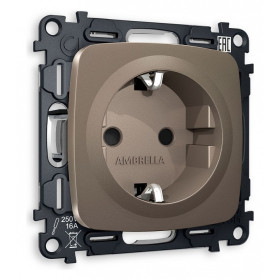 Розетка с заземлением и со шторкой, без рамки Ambrella Volt Quant MO637010