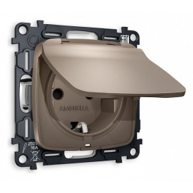 Розетка влагозащищенная с заземлением и со шторкой, без рамки с крышкой Ambrella Volt Quant MO638010