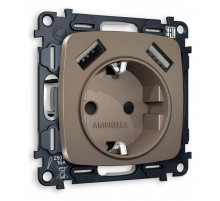Розетка с заземлением и 2хUSB type A, без рамки Ambrella Volt Quant MO639010