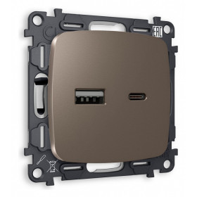 Розетка 2хUSB type A и C без рамки Ambrella Volt Quant MO641010