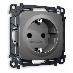Розетка с заземлением и со шторкой, без рамки Ambrella Volt Quant MO657010