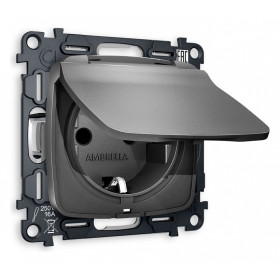 Розетка влагозащищенная с заземлением и со шторкой, без рамки с крышкой Ambrella Volt Quant MO658010