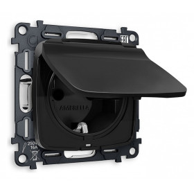 Розетка влагозащищенная с заземлением и со шторкой, без рамки с крышкой Ambrella Volt Quant MO808010