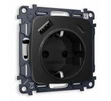 Розетка с заземлением и 2хUSB type A и C, без рамки Ambrella Volt Quant MO810010