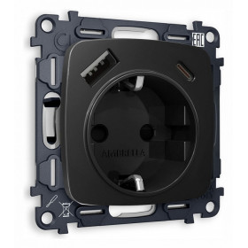 Розетка с заземлением и 2хUSB type A и C, без рамки Ambrella Volt Quant MO810010