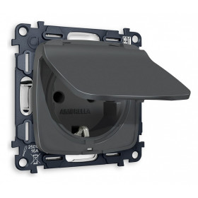 Розетка влагозащищенная с заземлением и со шторкой, без рамки с крышкой Ambrella Volt Quant MO908010