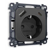 Розетка с заземлением и 2хUSB type A и C, без рамки Ambrella Volt Quant MO910010