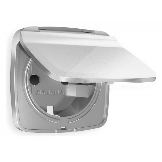 Накладка для розетки влагозащищенной с заземлением и со шторками с крышкой Ambrella Volt Quant OP4080