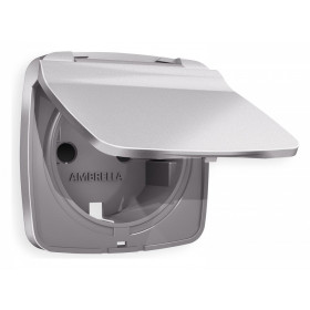 Накладка для розетки влагозащищенной с заземлением и со шторками с крышкой Ambrella Volt Quant OP5080