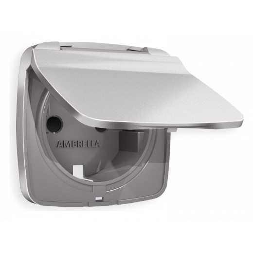 Накладка для розетки влагозащищенной с заземлением и со шторками с крышкой Ambrella Volt Quant OP5080