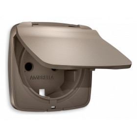 Накладка для розетки влагозащищенной с заземлением и со шторками с крышкой Ambrella Volt Quant OP6380