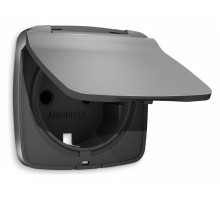 Накладка для розетки влагозащищенной с заземлением и со шторками с крышкой Ambrella Volt Quant OP6580