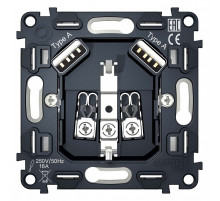 Механизм розетки с заземлением и 2хUSB type A Ambrella Volt Quant VM155