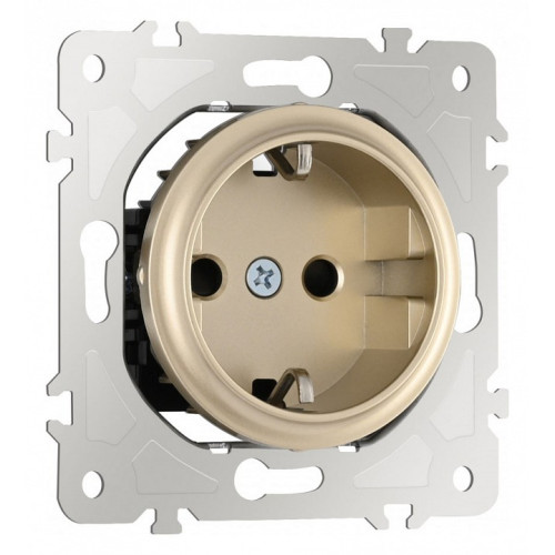 Розетка с заземлением и со шторкой, без рамки Arte Milano am-202 202.40-1.shampan