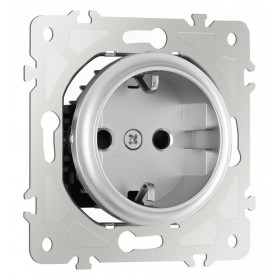 Розетка с заземлением и со шторкой, без рамки Arte Milano am-202 202.40-1.silver