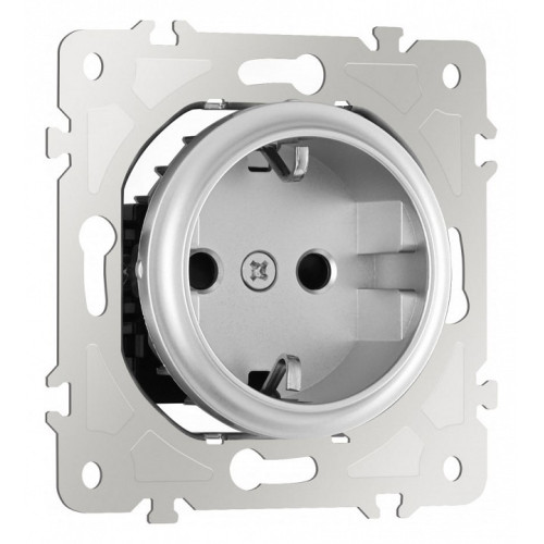 Розетка с заземлением и со шторкой, без рамки Arte Milano am-202 202.40-1.silver