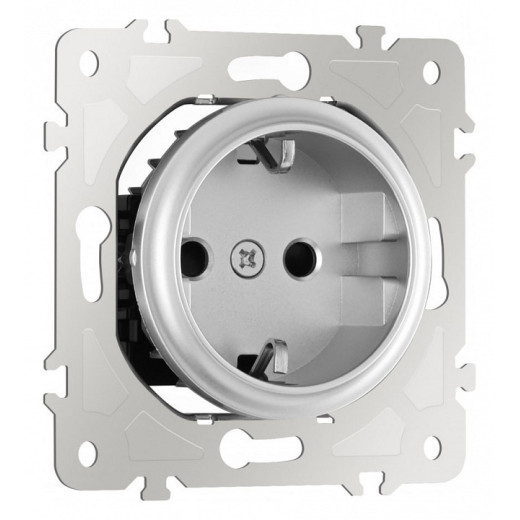 Розетка с заземлением и со шторкой, без рамки Arte Milano am-202 202.40-1.silver