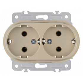 Розетка двойная с заземлением, без рамки Arte Milano am-202 202.40-2.shampan