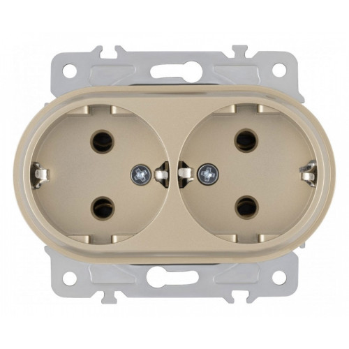 Розетка двойная с заземлением, без рамки Arte Milano am-202 202.40-2.shampan