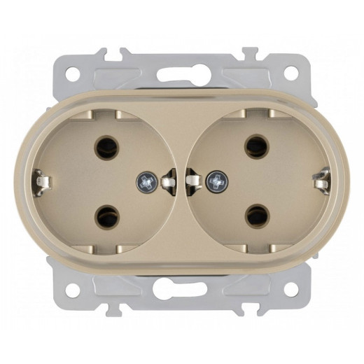 Розетка двойная с заземлением, без рамки Arte Milano am-202 202.40-2.shampan