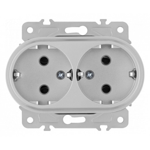Розетка двойная с заземлением, без рамки Arte Milano am-202 202.40-2.silver