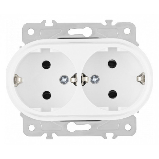 Розетка двойная с заземлением, без рамки Arte Milano am-202 202.40-2.white