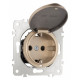 Розетка влагозащищенная с заземлением и со шторкой с крышкой Arte Milano am-202 202.41-1.shampan