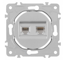 Розетка двойная RJ-11 и Ethernet RJ-45, без рамки Arte Milano am-202 202.44-1.silver