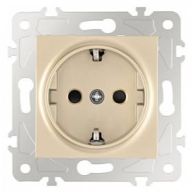 Розетка с заземлением и со шторкой, без рамки Arte Milano am-203 203.40-1.shampan
