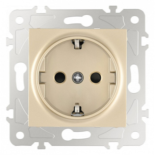 Розетка с заземлением и со шторкой, без рамки Arte Milano am-203 203.40-1.shampan