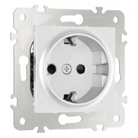 Розетка с заземлением и со шторкой, без рамки Arte Milano am-203 203.40-1.silver