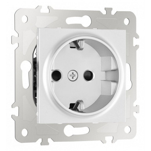 Розетка с заземлением и со шторкой, без рамки Arte Milano am-203 203.40-1.silver