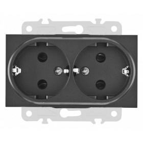 Розетка двойная с заземлением, без рамки Arte Milano am-203 203.40-2.black