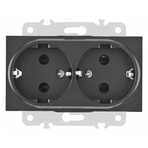 Розетка двойная с заземлением, без рамки Arte Milano am-203 203.40-2.black