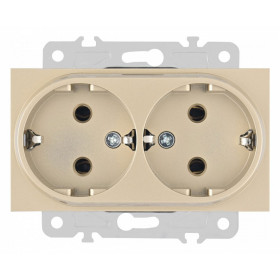 Розетка двойная с заземлением, без рамки Arte Milano am-203 203.40-2.shampan