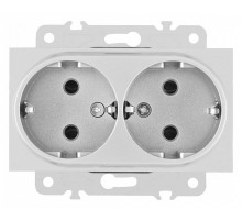 Розетка двойная с заземлением, без рамки Arte Milano am-203 203.40-2.silver