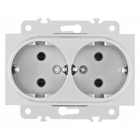 Розетка двойная с заземлением, без рамки Arte Milano am-203 203.40-2.silver