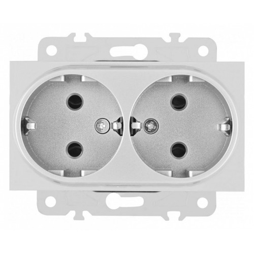 Розетка двойная с заземлением, без рамки Arte Milano am-203 203.40-2.silver