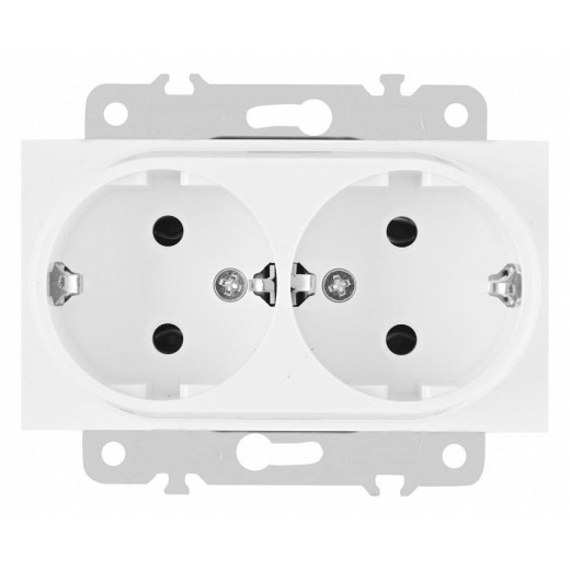 Розетка двойная с заземлением, без рамки Arte Milano am-203 203.40-2.white