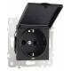 Розетка влагозащищенная с заземлением и со шторкой с крышкой Arte Milano am-203 203.41-1.black