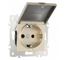 Розетка влагозащищенная с заземлением и со шторкой с крышкой Arte Milano am-203 203.41-1.shampan
